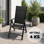  Set 4 fotolii reglabile din aluminiu Avenberg ISLA PLUS negru