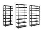 MAMUTEX 3 darabos akciós csomag - Lakkozott, fémből készült állvány Mamutex Standard 280x60x40 cm - 8 polc, teherbírás 960 kg, fekete
