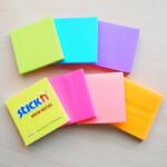 Stick'n Notes autoadeziv 76 x 76 mm, 100 file, Stick'n - culori neon (HO-212XX)