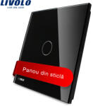 LIVOLO Panou din sticla negru pentru întrerupator simplu touch Livolo (VL-P701-2B)