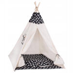 Sersimo Cort copii teepee Sersimo cu fereastra, saltea groasa si 2 perne, norisori (TIP-01)