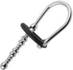 SuperLove Stainless Steel Beaded Penis Plug Cum Stopper with Silicone Glans Ring