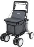 Carlett Comfort Assist Rollator és Bevásárlókocsi Üléssel, Sötétszürke, Magasságállítható Fogantyú, Parkolófék, 3 Pozíciós Kerekek, EU Orvos