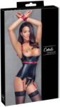 Cottelli BONDAGE Corset Basque Negru Roșu cu Guler și Cătușe - Negru , M
