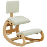 HOMCOM Scaun Ergonomic pentru Genunchi cu Spatar, Balansoar, Postural, Lemn Mesteacan, Crem | Aosom Romania (925-009V01CW)