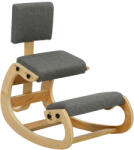 HOMCOM Scaun Ergonomic pentru Genunchi cu Spatar, Balansoar, Postural, In si Lemn Mesteacan, Gri | Aosom Romania (925-009V01GY)