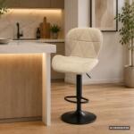 Pepita Scaun de bar din material textil Pepita Nordelle cu înălțime reglabilă - Bej (HB-U06S)