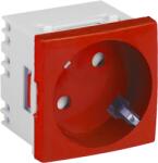 DLX Electric Priză modulară Schuko cu împământare pentru canal de cablu compartimentabil 45×45 mm, 16A/250V, roșu RAL 3020, DLX (DLX-245-46)