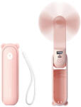 JisuLife kézi ventilátor Life8 Plus hordozható USB ventilátor külső akkumulátor funkcióval 4500mAh és zseblámpával - rózsaszín