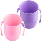 Doidy Baby Tanuló Pohár 2 db - 200 ml Nyitott Döntetett Edzőpohár Fogókkal 6 hónapostól 3 éves korig, BPA-mentes, Rózsaszín/Lila