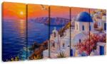 Dovido Tablou 5-piese coasta din Santorini la apus - 200x100