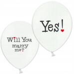 PartyDeco Fehér lufi kétoldalas felirattal 30cm Will you marry me? Yes! 1 db