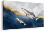 Dovido Tablou balene în valuri aurii - 30x20