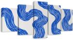 Dovido Tablou 5-piese linii ondulate albastre - 150x75