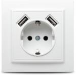 Novelite Priza Schuko cu doua USB incarcare 21A alba incastrata (EL0040732)