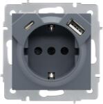 LEZARD Priza cu impamantare USB A si Type C gri grafit (EL0090507)