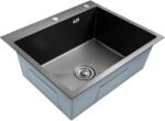 BÖHM HOME Chiuveta bucatarie BÖHM BH6050BA, inox alimentar SUS304, 600 x 500 x 220 mm, finisaj Negru, sifon inclus (18434) Chiuveta