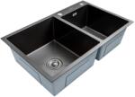 BÖHM HOME Chiuveta dubla bucatarie BÖHM BH7849DBA, inox alimentar SUS304, 780 x 490 x 220 mm, 2 cuve, finisaj Negru, sifon inclus (18439) Chiuveta