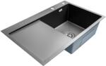 BÖHM HOME Chiuveta bucatarie BÖHM BH7849RBA, inox alimentar SUS304, 780 x 490 x 220 mm, finisaj Negru, picurator stanga, sifon inclus (18438) Chiuveta