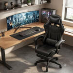 DreamHouse YT098 Scaun Gaming din Piele Sintetică cu Suport de Picioare Negru (YT098-BLACK)