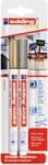 edding Marker Edding 4085, cu creta lichida, varf rotund 1-2 mm, auriu/argintiu 2 bucati/blister (ED408511)