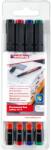 edding Set 4 markere permanente edding 141 F, corp plastic, varf rotund, 0.6 mm, culori asortate: negru, rosu, albastru, verde (ED1414)