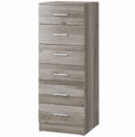 HOMCOM Comodă cu 6 Sertare, Modernă, 40x40x110 cm, Gri-Maro | Aosom Romania (83D-325V90LR) Comoda