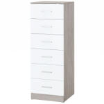 HOMCOM Comodă cu 6 sertare Comodă înaltă pentru dormitor cu sistem anti-răsturnare 40x40x110 cm Gri deschis și Alb | Aosom Romania (83D-325V91WT) Comoda