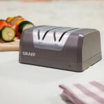 Graef hordozható elektromos késélező, SG820, kézi/elektromos élezés, két élezési fázis: élezés, karbantartás vagy csiszolás, USB-C töltés, gyémánttárcsák, sima/fogazott pengéhez alkalmas, taupe (SG820)