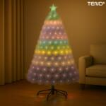  Teno® műfenyő karácsonyfa, pasztellszínű ágacskák, csillaggal a tetején, fémváz, varázslatos hangulat, zöld, 150 cm