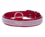 COLLAR Zgardă din piele lucioasă cu cristale, 30 - 39cm, 20mm - roșie