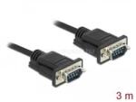Delock Sub-D9-es, RS-232 soros kábel, apa-apa, 3 m (DL86575) (DL86575)