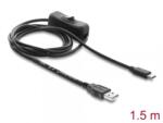 Delock Cablu alimentare USB-A la USB type C cu switch ON/OFF T-T 1.5m, Delock 81659 (81659)
