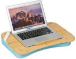 Relaxdays Laptop Párna Bambuszból, Memóriahabos, Csúszásgátló, Fogantyúval, 51 x 36 cm, Ágy és Kanapé Tálca, Natúr/Kék