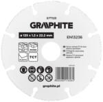 GRAPHITE disc de tăiere cu granule de carbură, pentru plastic, lemn cu noduri, 125x1, 2x22, 3 mm (57T125) Disc de taiere