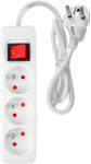 NEO TOOLS prelungitor cu priză multiplă 1, 5 m, 3x1, 5 mm2, 3 prize, alb, ON/OFF (90176)