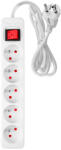 NEO TOOLS prelungitor cu prize 3 m, 3x1, 5 mm2, 5 prize, alb, ON/OFF (90179)