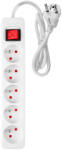 NEO TOOLS prelungitor cu priză multiplă 1, 5 m, 3x1, 5 mm2, 5 prize, alb, ON/OFF (90177)