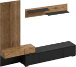 TEMPO KONDELA Ansamblu living, negru/stejar Artisan, REBEKA NEW