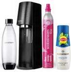 SodaStream Szódakészítő Gép SodaStream Terra Fekete Palack 1L Lipton Ice Tea Lemon szirup (Saturator + 3 syropy)