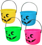  Tök alakú Halloween vödör neon 4 szín vegyes (14 x 18 cm) (72323)