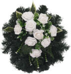  Selyemkoszorú (42cm) - Rózsa - Fehér #P1