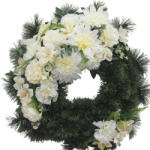  Selyemkoszorú (75cm) - Dália-szegfű - Krém #B1