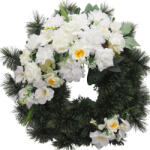  Selyemkoszorú (75cm) - Rózsa-dália - Fehér #B1