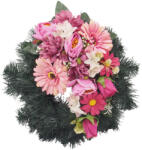  Selyemkoszorú (33cm) - Dália-gerbera - Mályva #E1
