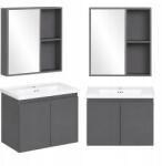 ModernHome Függő fürdőszoba szekrény mosdóval tükör bútor szett ModernHome (TKJ-BC-65-4)