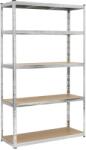 Brius Raft metalic de depozitare cu 5 polite reglabile MDF, structura zincata, capacitate 1000 kg, 120x45x205 cm, gri (HA-5280)
