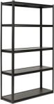 Brius Raft metalic de depozitare cu 5 polite reglabile MDF, capacitate 750 kg, 120x40x200 cm, negru (HA-5284)