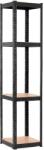 Brius Raft metalic de depozitare cu 4 polite reglabile MDF, capacitate 400 kg, 40x40x180 cm, negru (HA-5282)