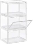 Brius Organizatoare pantofi, transparente cu usa frontala, stivuibile, PVC, 3 cutii x 36x28x22 cm, transparent (EZ-LSP03CW)